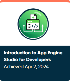 Intro to App Engine Studio for Devs badge