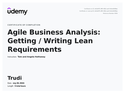 Agile Business Analysis - Getting/Writing Lean Requirements Certificat