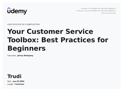 Customer Service Best Practices certificate