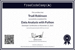 Data Analysis with Python certificate