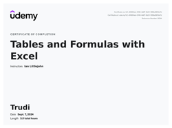 Excel Tables and Formulas Certificate