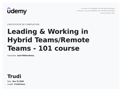 Leading and Working in Hybrid/Remote Teams certificate