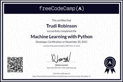 Machine Learning with Python certificate