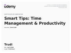 Time Management and Productivity certificate