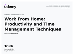 Time Management to Work From Home Certificate