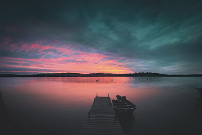 rowboat on gentle lake